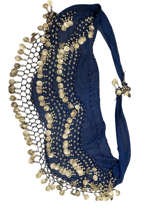 Unbranded Accessories - Navy Blue Coin Fringe Belly Dance Hip Scarf